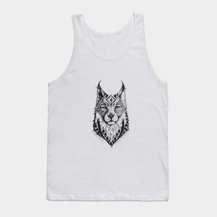 Lynx Wild Animal Nature Illustration Art Tattoo Tank Top